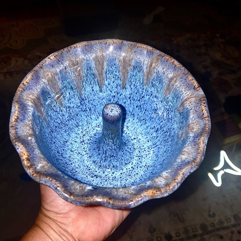 Wizard of Clay Ceramic Apple Bake Blue Speckle Glazed
